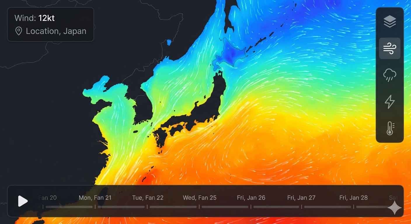 Windy Appの使用時のイメージ画像。