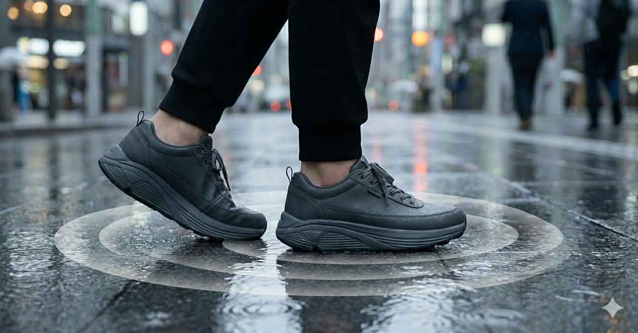 雨の日に足音がしないシューズ。画像はイメージ画像です。