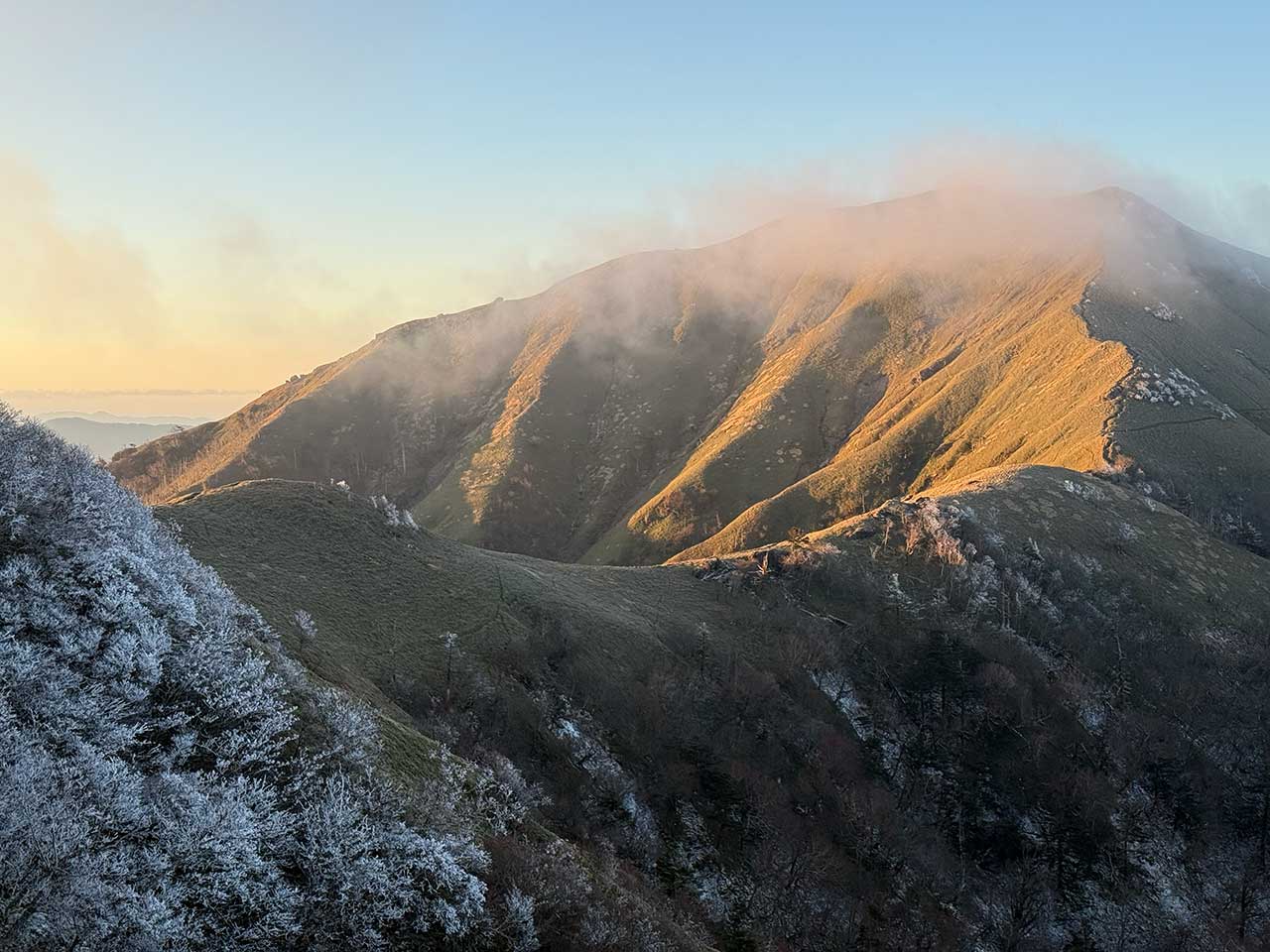 11月20日に二度見展望台から次郎笈を望む。